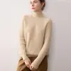 Suéter Básico de Tricô Puro Gola Alta Meia, Camada Interna de Cashmere Gola Alta Meia com Caimento Solto, Tricô Trançado Espessado, Cor Laranja