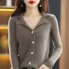 Moda Femenina Nueva Primavera 2026 Simple Cuello en V Versátil Color Sólido Solapa Única Todo Lana Tejido Chaqueta Cardigan