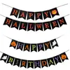 Bandeira de Fantasma e Abóbora de Halloween Decoração de Festa Feliz Halloween Letras Feliz Halloween Bandeira de Puxar