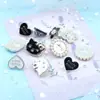 Botón de Corazón de Rosa Electroplateado Blanco y Negro Clásico Metálico Gato de Dibujos Animados Material para Accesorios Pequeños DIY Venta al por Mayor