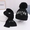 Chapéu Infantil Outono e Inverno Chapéu de Lã para Menino Conjunto de Duas Peças Cachecol Chapéu de Tricô Quente Engrossado para Menina Bebê Menino