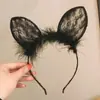 Aro para el Cabello con Orejas de Gato de Encaje Lindo de Corea del Sur Aro de Presión para Lavarse la Cara de Celebridad de Internet Accesorios para el Cabello de Maquillaje Sexy con Orejas de Conejo Cos