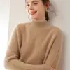 Suéter de Cachemir Grueso de Peso Pesado con Cuello Medio para Mujer, Jersey Holgado Cálido para Abrigo Interior, Suéter de Punto para Invierno para Mujer