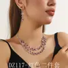 Comercio Exterior Transfronterizo Moda Europea y Americana Collar de Doble Capa con Pedrería y Diamantes Completos Collar para Vestido de Cena Pendientes Pulsera Set de Tres Piezas