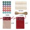 Conjunto de Sacolas de Presente de Linho para o Natal Calendário Contagem Regressiva Bolsa Pendurada Conjunto de Bolsos com Cordão de Linho para o Natal Atacado