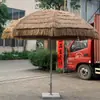Sombrilla de Paja Simulada para Casas de Huéspedes, Sombrilla de Champiñón con Palo Central para Exteriores, Parasol Decorativo de Paja a Prueba de Sol y Lluvia para Patio