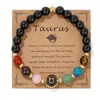 Pulsera Transfronteriza Caliente de Doce Constelaciones Unisex Ágata Piedra Natural con Tarjeta