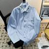 Estilo Novo de Primavera e Outono Design Artístico Nicho Camisa Branca de Manga Longa para Mulheres, Emagrecedora Fashionável Solta Versão Coreana Camisa Básica