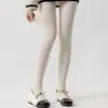 Medias de Rayas Verticales de Color Claro 120D para Primavera y Otoño para Mujer, de Cintura Alta, Adelgazantes, Cálidas, Pantalones Adelgazantes para Piernas, Compresión Ligera, Blanco Crudo