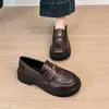 Mocasines Retro Estilo Universitario de Suela Gruesa con Moneda Dorada para Mujer, Nuevos Zapatos de Cuero Jk Otoño 2026, Zapatos de Vestir Británicos con Punta Ancha