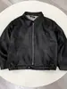 Chaqueta de Caza de Cuero PU con Forro de Espiga Frost Crackle de Diseñador, Chaqueta Corta Ancha Cleanfit para Hombre