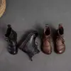 Botines Planos de Estilo Étnico Retro Otoño/Invierno para Mujer 2026 Nueva Moda Suela Suave Versátiles Cómodos Punta Redonda Botas para Madre
