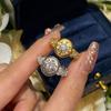 Entrada Francesa Luxo Retrô Estilo Bucci Escovado Escultor Anel Floco de Neve Vazado Sentido Avançado Cravejado de Diamantes Anel Elegante de Nicho