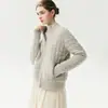 Cárdigan de cachemira de estilo sencillo para mujer, con cuello alto, doble cremallera, cuello redondo engrosado, corte holgado y silueta en capas.