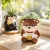 Oso Lindo Pequeño Planta Suculenta de Miel Maceta Pequeña Exquisita Adorno Lindo para Balcón Escritorio Decoración Floral para el Hogar