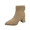 2026 Botines Nuevos de Punta Fina para Mujer Botas Adelgazantes Otoño Invierno Tacón Grueso Moda Gamuza Botas Elásticas Caña Corta Botas de Moda para Mujer