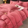 Conjunto de Cuatro Piezas de Terciopelo de Leche Cálido Engrosado Casual, Lujo Accesible Funda de Edredón de Terciopelo Coral Terciopelo Francés Sábanas de Terciopelo Doble Cara de Invierno