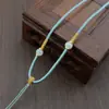 Cordón Ajustable Tejido a Mano con Colgante de Jade Dorado Colgante de Jade Hetian con Cuerda Collar de Hoja para Mujer y Hombre