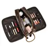 Neceser de Cuero Genuino para Hombres y Mujeres, Cuero Crazy Horse Vintage Bolsa de Cosméticos, Bolsa de Almacenamiento con Forro Impermeable, Neceser