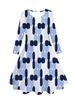 Amazon Europeo y Americano Vestido para Niñas con Impresión Digital 3D Cuadros Tartán Lunares Dulce Casual de Manga Larga Vestido de Princesa