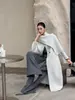 Abrigo de lana reversible para mujer, nueva colección otoño/invierno 2026, estilo elegante, con cuello tipo bufanda, diseño largo y cierre de cinturón, hecho de suave tejido de lana
