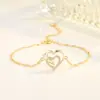 Pulseira de menina coração com coração zircônia microincrustada fivela de anel fashion fresca pulseira ano do coelho coração duplo atacado