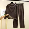 Roupa íntima feminina quente de manga comprida com gola semifechada e conjunto de pijama de fleece para usar como roupa externa solta no inverno feminino