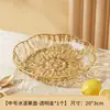 Plato de Fruta Ondas de Glaciar, Alto Valor Estético, Lujo Ligero, Plato Transparente con Borde Dorado para Fruta y Snacks, Plato Decorativo Floral tipo Hielo