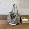 Bolsa tote casual retrô com estampa de leopardo para mulheres, grande capacidade, estilo descontraído, adequada para o dia a dia, bolsa de mão grande e moderna