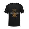 Moderna 2026 Nueva Camiseta de Verano para Hombre de Seda de Hielo con Mangas Cortas y Diseño de Abeja con Pedrería, Top de Media Manga, Estilo Ins