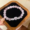 Elegante e requintado! Pulseira de pérolas com laço de zircônia e cristais rosas, joia de nicho estilo vintage francês para mulheres
