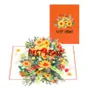 Nueva Tarjeta de Felicitación Creativa 3D Pop-Up para el Día de San Valentín con Portada Naranja y Girasol Giratorio, Regalo para Maestros, Venta al por Mayor Transfronteriza