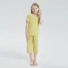 Pijama de Verano Fino para Niños, Conjunto sin Costuras de Manga Corta para Niños Pequeños y Medianos, Ropa de Dormir Modal para Niños, Ropa de Aire Acondicionado para Niñas