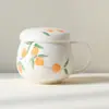 Taza de Té de Caqui Pintada a Mano de las Dinastías Tang y Song, Taza de Agua para Oficina con Tapa, Taza de Cerámica, Taza de Oficina con Separación de Té y Agua, Taza Personal