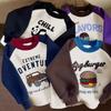 Sudadera Infantil para Niños, Nuevo Estilo de Invierno, Camiseta de Manga Larga para Niños, Color de Contraste Ropa para Bebés, Estampado de Dibujos Animados, Forro Polar, Estilo Femenino