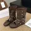Sapatos de salto únicos de uso duplo botas femininas para aumentar a altura de cano médio 2026 botas de verão tira de fivela removível novo estilo sapatos de balé laço perna da calça