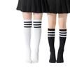 Calcetines de Verano para Niñas Blancos Calcetines de Media Caña Calcetines de Cubos Rayados de Tres Barras Estudiantiles Calcetines de Algodón Deportivos de Fútbol para Niños