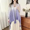 Chal étnico retro de Yunnan con encaje, para vacaciones, tejido, calado, borlas, cárdigan de primavera y otoño, capa de viaje, chal para cubrir
