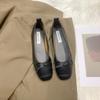 Sapatos de Salto Baixo Quadrados Estilo Fada para Mulheres, Novos Sapatos Baixos Primavera e Outono 2026, Sapatos Confortáveis de Couro Macio Estilo Vovó, Sapatos de Salto Baixo Antiderrapantes para Mulheres