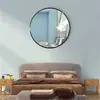 Espejo de baño espejo de tocador redondo caña aleación de aluminio espejo espejo de baño para maquillaje espejo de dormitorio de cuerpo entero espejo doméstico