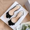 Sandálias Fechadas com Laço Estilo Francês L-68 em Estoque para Mulheres, Novo Modelo de Verão 2026, Sandálias de Salto Bloco em Couro Genuíno, Sandálias de Salto Médio