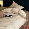 Juego de ropa de cama de cuatro piezas de algodón puro cepillado Clase A, ropa de cama de algodón de alta gama, funda de edredón gruesa, juego de tres piezas para estudiantes, sábana plana y sábana bajera