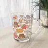 Taza de Vidrio Ins con Popote, Taza para Desayuno con Leche, Taza para Postre, Taza Graduada con Tapa y Cuchara, Regalo con Logo Lindo Impreso