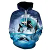Pescado Teum impresión digital 3D 2024 suministro transfronterizo casual con capucha talla grande suéter casual para pareja