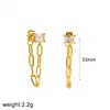 Brincos de Franja em Ouro 18K Lichuan Joias para Orelha Diamante Incrustado Luxo Leve Toque de Alto Padrão Piercings Brincos de Pino Brincos de Aço Inoxidável Não Desbotam