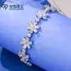 Pulseira de Tênis Europeia e Americana Transfronteiriça Prata 925 Moissanita em Forma de Pera Pulseira Elegante e Estilosa Versátil Venda por Atacado