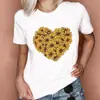 [Pelo mismo día] transfronterizo Camiseta para mujer casual estampado de patrón de acuarela en forma de corazón moda de verano para mujer linda