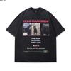 Camiseta de manga corta de calle alta europea y americana, lavado retro, estampado directo, casual holgada, estampado de animación, camiseta básica de 230 g, marea para hombre y mujer