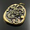 Llavero con colgante de bronce de dragón chino tallado en latón macizo, colgante de celebridad de Internet en vivo, pequeño, de cobre antiguo