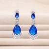 Aretes de gota de agua azul estilo lujo ligero moderno elegante aguja de plata s925 diseño elegante joyería de nicho